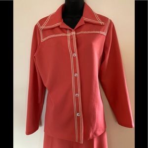VTG 70’s Polyester Dagger Collar Pant Suit.